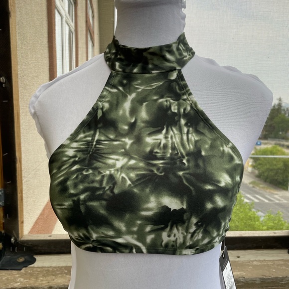 3/$20 Mossimo high neck army olive green bikini top size small - Picture 3 of 12